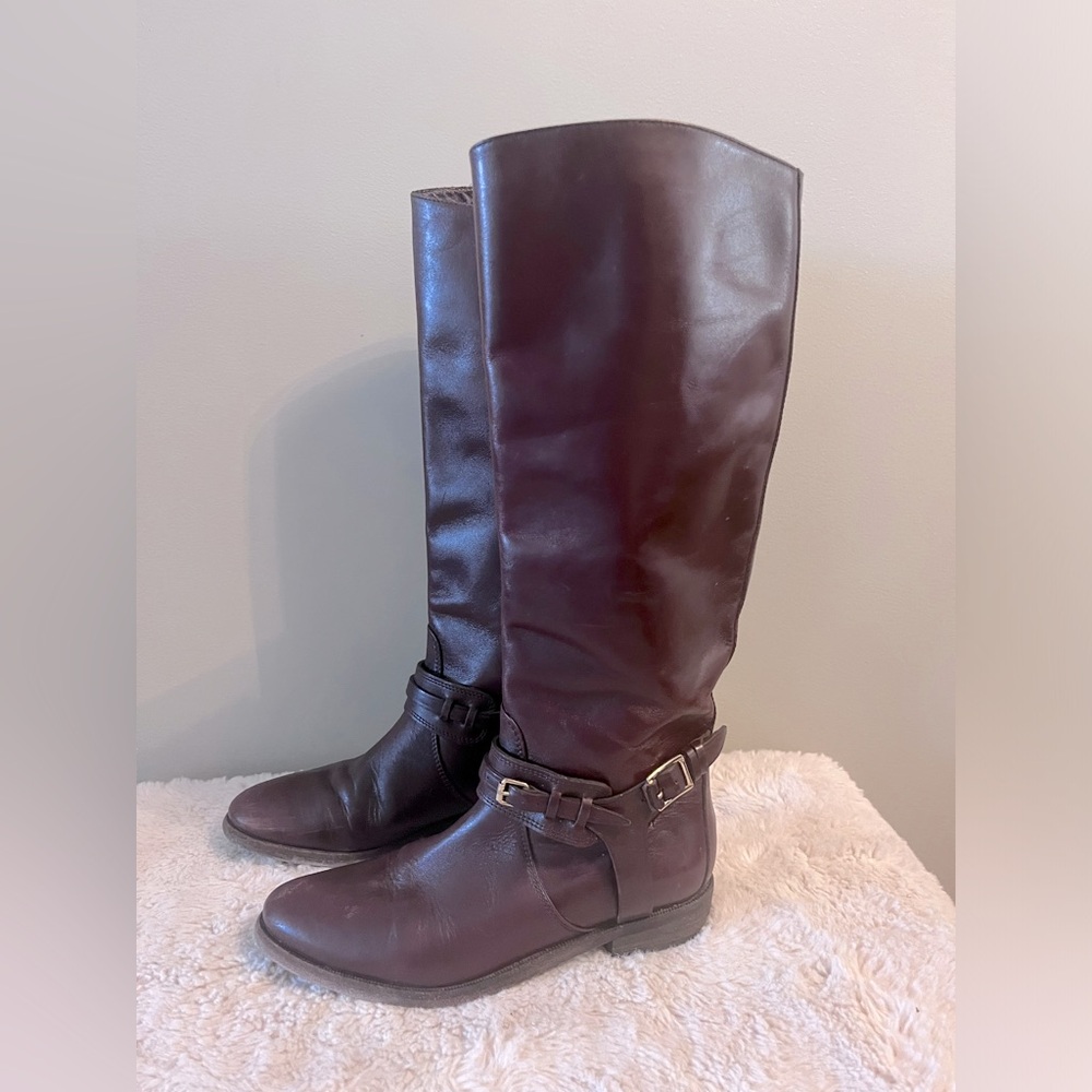Burberry Tall Brown Leather Riding Boots